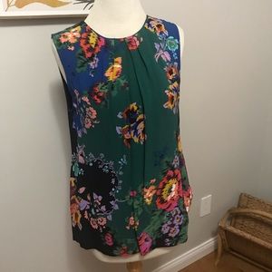 Anthropologie Sleeveless Top Floral Pattern with Tear Drop Back